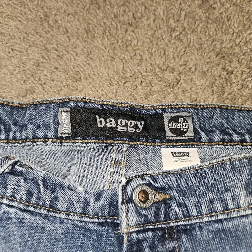 Vintage Levis Silver Tab Jeans Mens 38x32 Blue Baggy Fit Y2K 90s